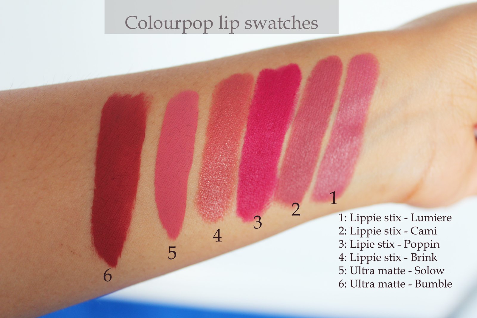 Colourpop swatches on thatseptembermuse.com