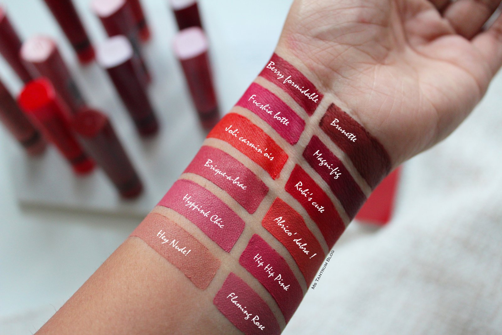 Bourjois Rouge Velvet The Lipstick Swatches