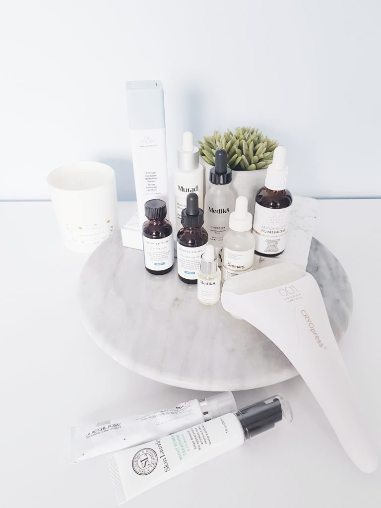 Skin Vitamins - Skin Laundry night renew treatment, la roche posay redermic R, Drunk Elephant b-hydra serum, 001 Alpha glow facial, Skinceuticals CE Ferulic, Skinceuticals Phloretin CF, Medik8 Oil, Medik8 serum, The Ordinary Serum, Deciem, Murad skincare multi vitamin infusion oil